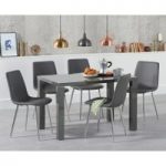 Atlanta 120cm Dark Grey High Gloss Dining Table with Helsinki Faux Leather Chairs