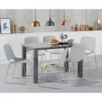 Atlanta 120cm Dark Grey High Gloss Dining Table with Nordic Chrome Sled Leg Chairs