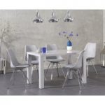 Atlanta 120cm Light Grey High Gloss Dining Table with Celine Chrome Leg Chairs