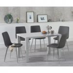 Atlanta 120cm Light Grey High Gloss Dining Table with Helsinki Faux Leather Chairs