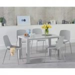 Atlanta 120cm Light Grey High Gloss Dining Table with Nordic Chrome Leg Chairs