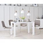 Atlanta 120cm White High Gloss Table with Nordic Chrome Sled Leg Chairs