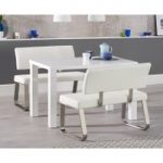 Atlanta 120cm White High Gloss Dining Table with Malaga White Benches
