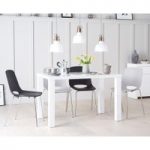 Ex-display Atlanta 120cm White High Gloss Table with FOUR MINK Nordic Chrome Leg Chairs