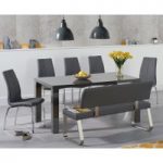 Atlanta 160cm Dark Grey High Gloss Dining Table with Cavello Chairs and Malaga Grey Bench