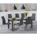 Atlanta 160cm Dark Grey High Gloss Dining Table with Cavello Chairs