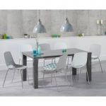 Atlanta 160cm Dark Grey High Gloss Dining Table with Nordic Chrome Leg Chairs
