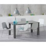 Atlanta 160cm Dark Grey High Gloss Dining Table with Nordic Sled Chrome Leg Chairs
