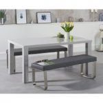 Atlanta 160cm Light Grey High Gloss Dining Table with Atlanta Benches