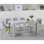 Atlanta 160cm Light Grey High Gloss Dining Table with Nordic Sled Chrome Leg Chairs