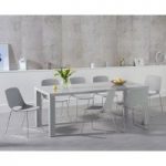 Atlanta 180cm Light Grey High Gloss Dining Table with Nordic Chrome Sled Leg Chairs