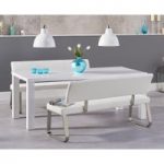 Atlanta 180cm White High Gloss Dining Table with Malaga White Benches