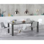 Atlanta 200cm Dark Grey High Gloss Dining Table with Nordic Chrome Sled Leg Chairs