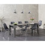 Atlanta 200cm Dark Grey High Gloss Dining Table with Celine Faux Leather Chrome Leg Chairs