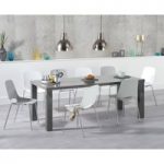 Atlanta 200cm Dark Grey High Gloss Dining Table with Nordic Chrome Leg Chairs