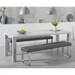 Atlanta 200cm Light Grey High Gloss Dining Table with Atlanta Benches
