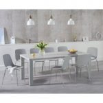 Atlanta 200cm Light Grey High Gloss Dining Table with Nordic Chrome Leg Chairs