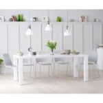 Atlanta 200cm White High Gloss Table with Nordic Chrome Sled Leg Chairs