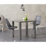Atlanta 80cm Dark Grey High Gloss Dining Table with Celine Faux Leather Chrome Leg Chairs