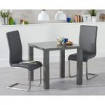 Atlanta 80cm Dark Grey High Gloss Dining Table with Malaga Chairs