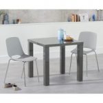 Atlanta 80cm Dark Grey High Gloss Dining Table with Nordic Metal Leg Chairs
