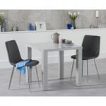 Atlanta 80cm Light Grey High Gloss Dining Table with Helsinki Faux Leather and Chrome Leg Chairs