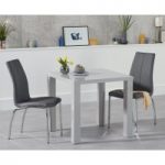 Atlanta 80cm Light Grey High Gloss Dining Table with Cavello Chairs