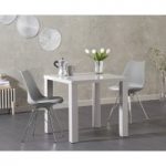 Atlanta 80cm Light Grey High Gloss Dining Table with Celine Faux Leather Chrome Leg Chairs