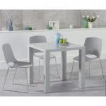 Atlanta 80cm Light Grey High Gloss Dining Table with Nordic Sled Chrome Leg Chairs