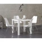 Atlanta 80cm White High Gloss Dining Table with Celine Chrome Leg Chairs