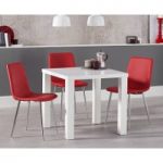 Atlanta 80cm White High Gloss Dining Table with Helsinki Faux Leather Chairs