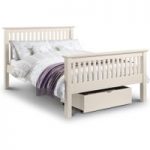 Basel High Foot End Solid Pine Bed in White