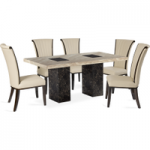 Brittoli 180cm Marble-Effect Dining Table with Alpine Leather Chairs