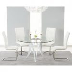 Berlin 130cm Glass and White High Gloss Round Dining Table with Malaga Chairs