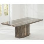 Carvelle 200cm Brown Pedestal Marble Dining Table