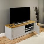 Chadwell Oak and Grey Widescreen TV Cabinet with Cupboards