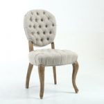 Nonette Natural Fabric Solid Oak Dining Chairs