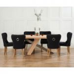 Chateau 195cm Oak and Metal Dining Table with Knightsbridge Fabric Chairs
