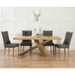 Chateau 195cm Oak and Metal Dining Table with Anais Fabric Chairs