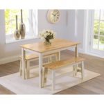 Chiltern 115cm Oak and Cream Dining Table and Benches