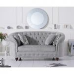Chloe Chesterfield Grey Plush Fabric Two-Seater Sofa
