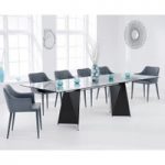 Cuba 180cm Black Extending Glass Dining Table with Cuba Chairs