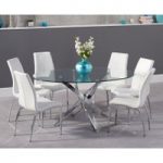 Denver 165cm Oval Glass Dining Table with Cavello Chairs