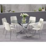 Denver 165cm Oval Glass Dining Table with Helsinki Faux Leather Chairs