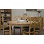 Deluxe Oval Dual Extending Solid Oak Dining Table with Ladderback Chairs