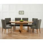 Dorchester 120cm Solid Oak Round Extending Dining Table with Safia Fabric Chairs