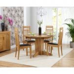 Dorchester 120cm Solid Oak Round Extending Dining Table with Monaco Chairs