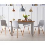 Eton 120cm Grey Solid Pine and Ash Table with Nordic Wooden Leg Grey Chairs