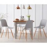 Eton 90cm Grey Solid Pine and Ash Table with Nordic Wooden Leg Grey Chairs
