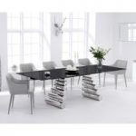 Firenze 180cm Black Glass and Metal Extending Dining Table with Cuba Chairs